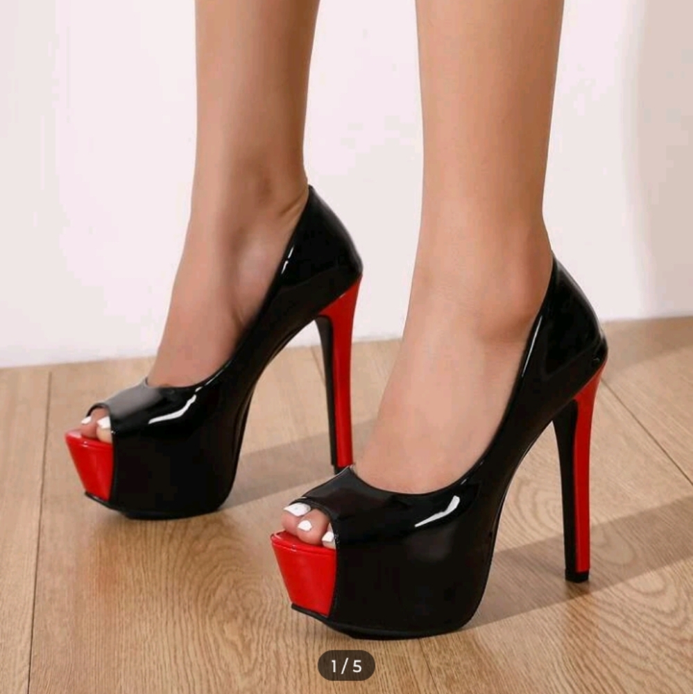 SHEIN Black and Red High Platform Heels